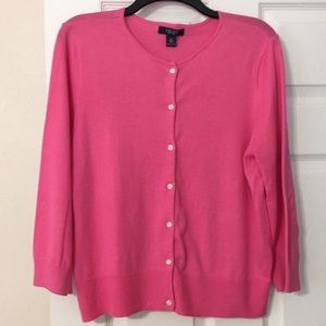 Chaps pink 3/4 sleeve cotton cardigan sweater